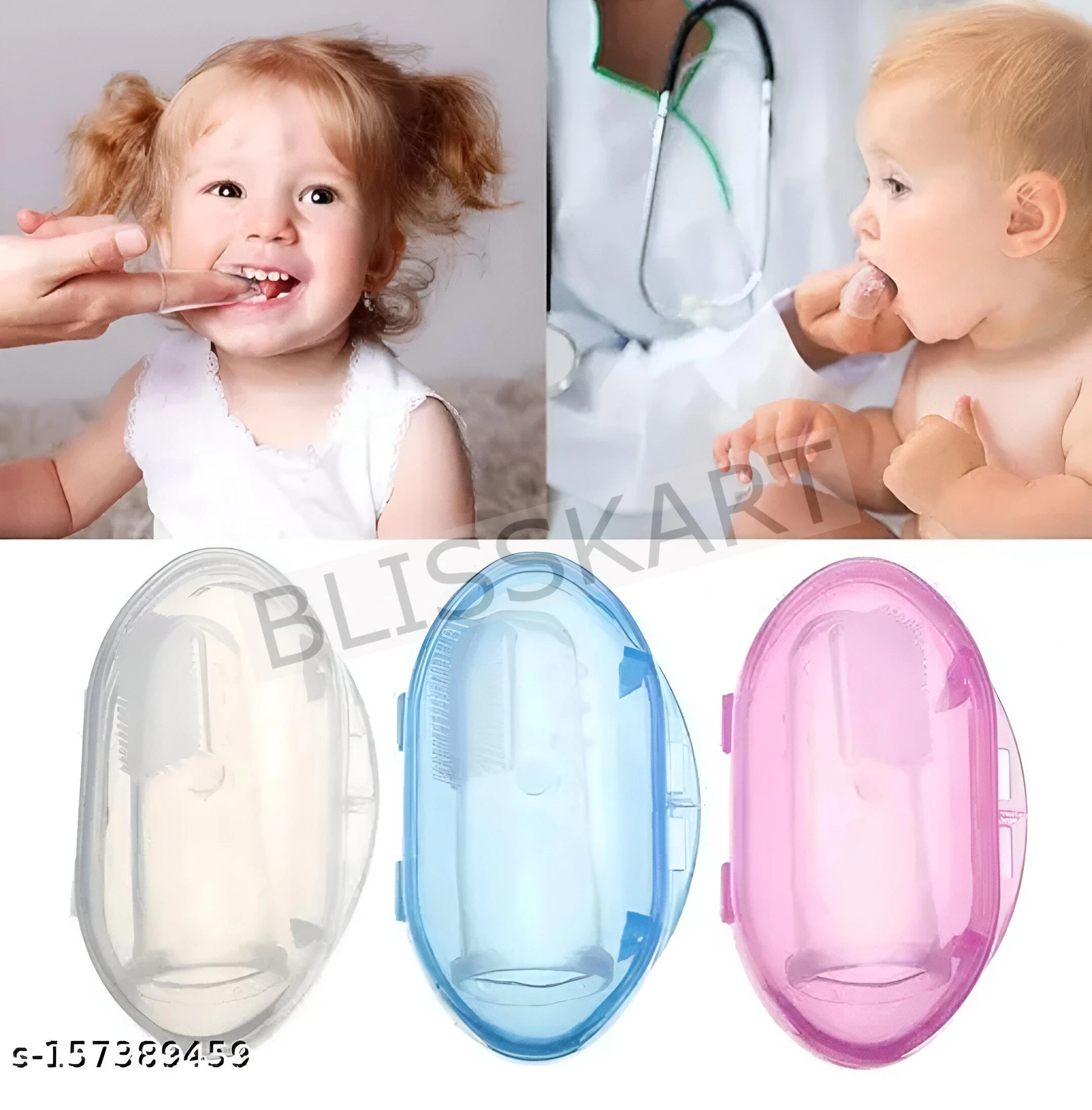 BlissKart Baby Silicone Toothbrush,baby tongue cleaner,Transparent Silicone Finger Brush for Baby Teething,Best silicone baby finger brush,bacho ka toothbrush, Gentle & Effective Oral Care for Your Little One PACK OF 1(with case cover )