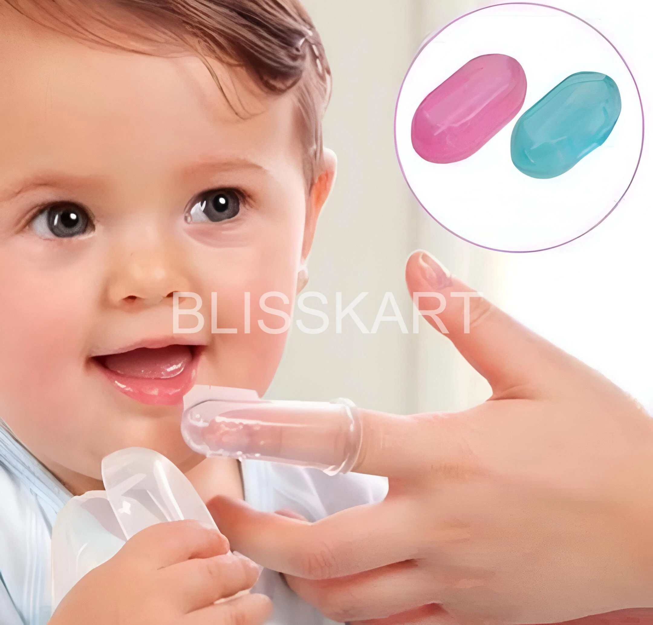 BlissKart Baby Silicone Toothbrush,baby tongue cleaner,Transparent Silicone Finger Brush for Baby Teething,Best silicone baby finger brush,bacho ka toothbrush, Gentle & Effective Oral Care for Your Little One PACK OF 1(with case cover )