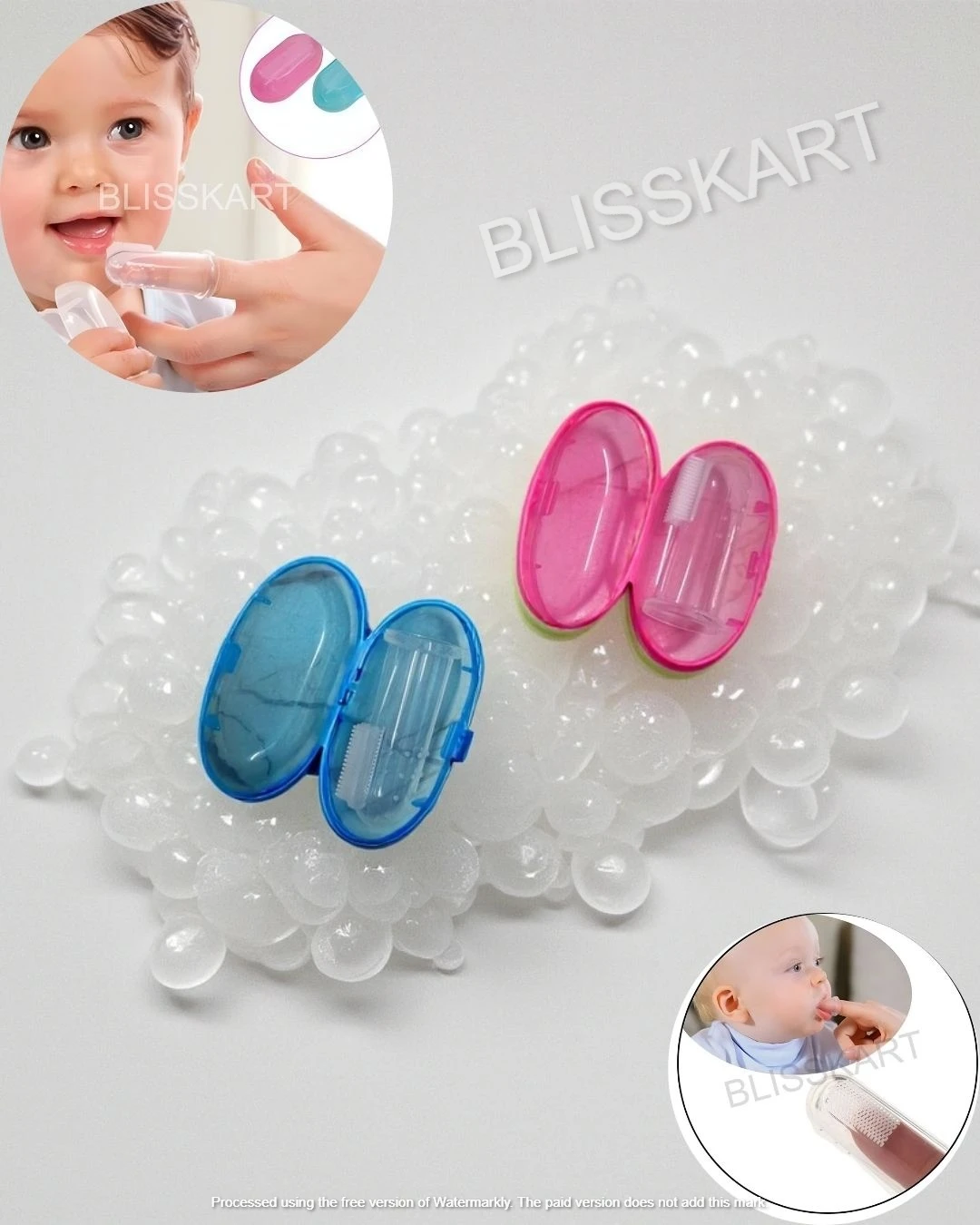 BlissKart Baby Silicone Toothbrush,baby tongue cleaner,Transparent Silicone Finger Brush for Baby Teething,Best silicone baby finger brush,bacho ka toothbrush, Gentle & Effective Oral Care for Your Little One PACK OF 1(with case cover )