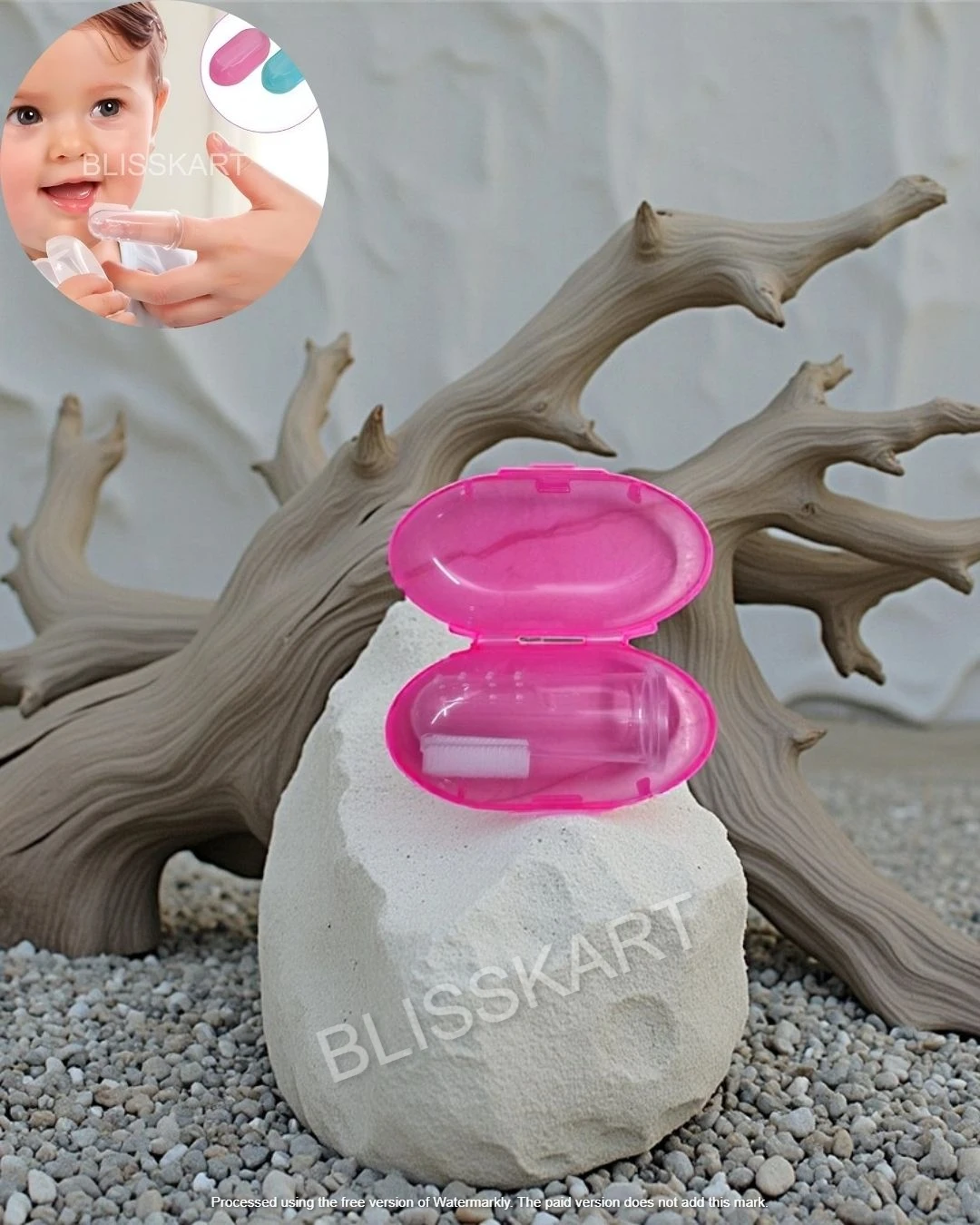 BlissKart Baby Silicone Toothbrush,baby tongue cleaner,Transparent Silicone Finger Brush for Baby Teething,Best silicone baby finger brush,bacho ka toothbrush, Gentle & Effective Oral Care for Your Little One PACK OF 1(with case cover )