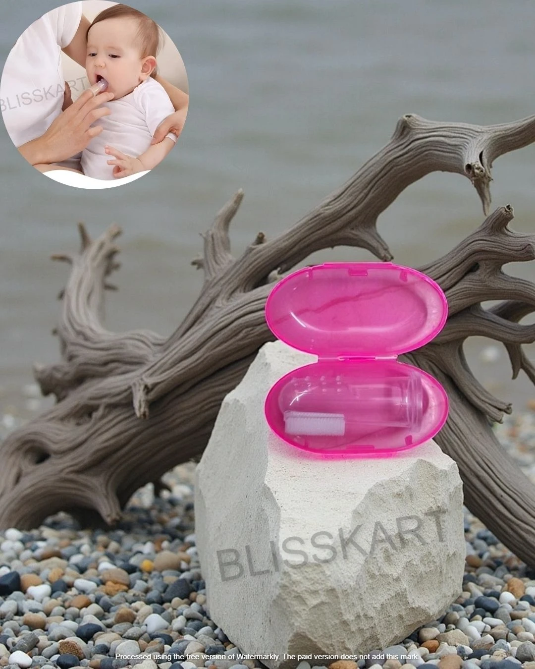 BlissKart Baby Silicone Toothbrush,baby tongue cleaner,Transparent Silicone Finger Brush for Baby Teething,Best silicone baby finger brush,bacho ka toothbrush, Gentle & Effective Oral Care for Your Little One PACK OF 1(with case cover )