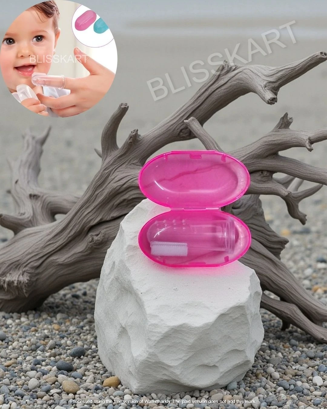 BlissKart Baby Silicone Toothbrush,baby tongue cleaner,Transparent Silicone Finger Brush for Baby Teething,Best silicone baby finger brush,bacho ka toothbrush, Gentle & Effective Oral Care for Your Little One PACK OF 1(with case cover )