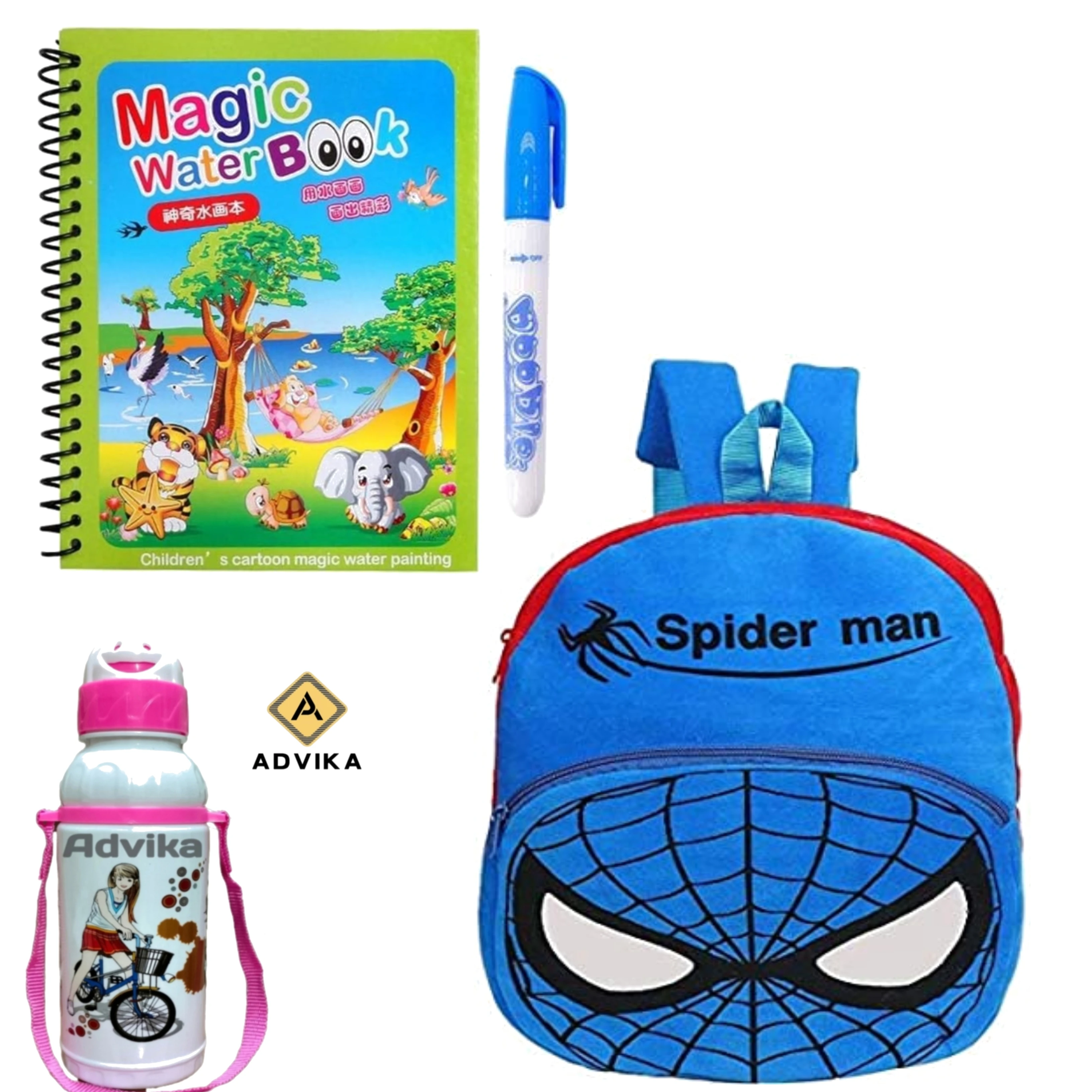 Blue spiderman magic book bottle KIDS BAG, Magic Book for Kids | Magic Book for Children | Educational Learning Book| Ages 2-5 Years | Multicolor Brand: Generic