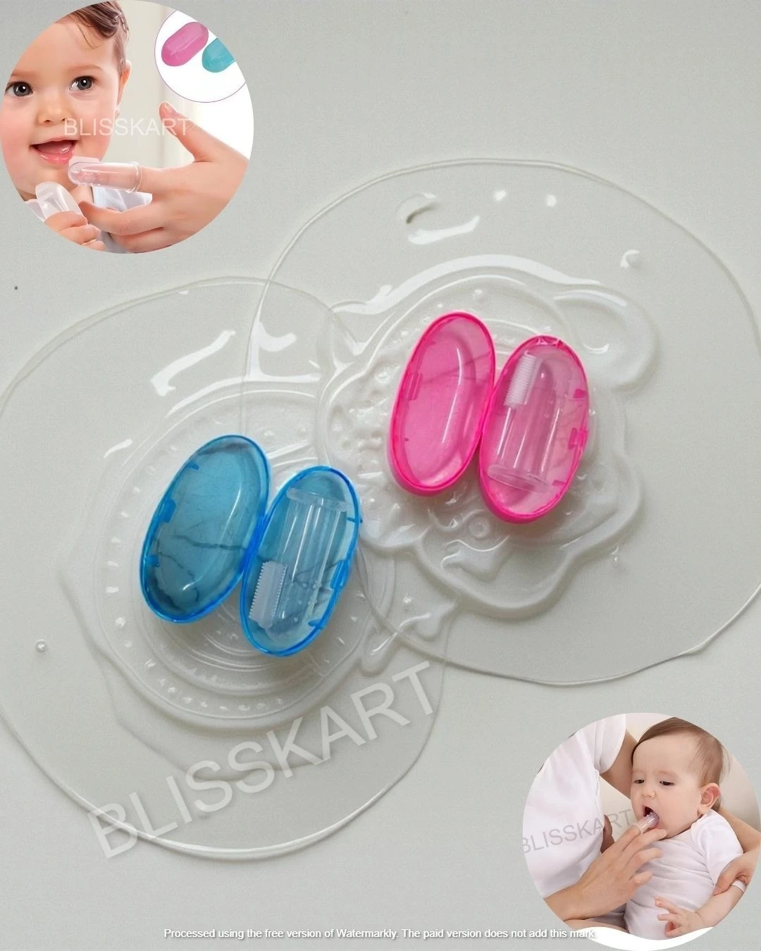 BlissKart Baby Silicone Toothbrush,baby tongue cleaner,Transparent Silicone Finger Brush for Baby Teething,Best silicone baby finger brush,bacho ka toothbrush, Gentle & Effective Oral Care for Your Little One PACK OF 1(with case cover )