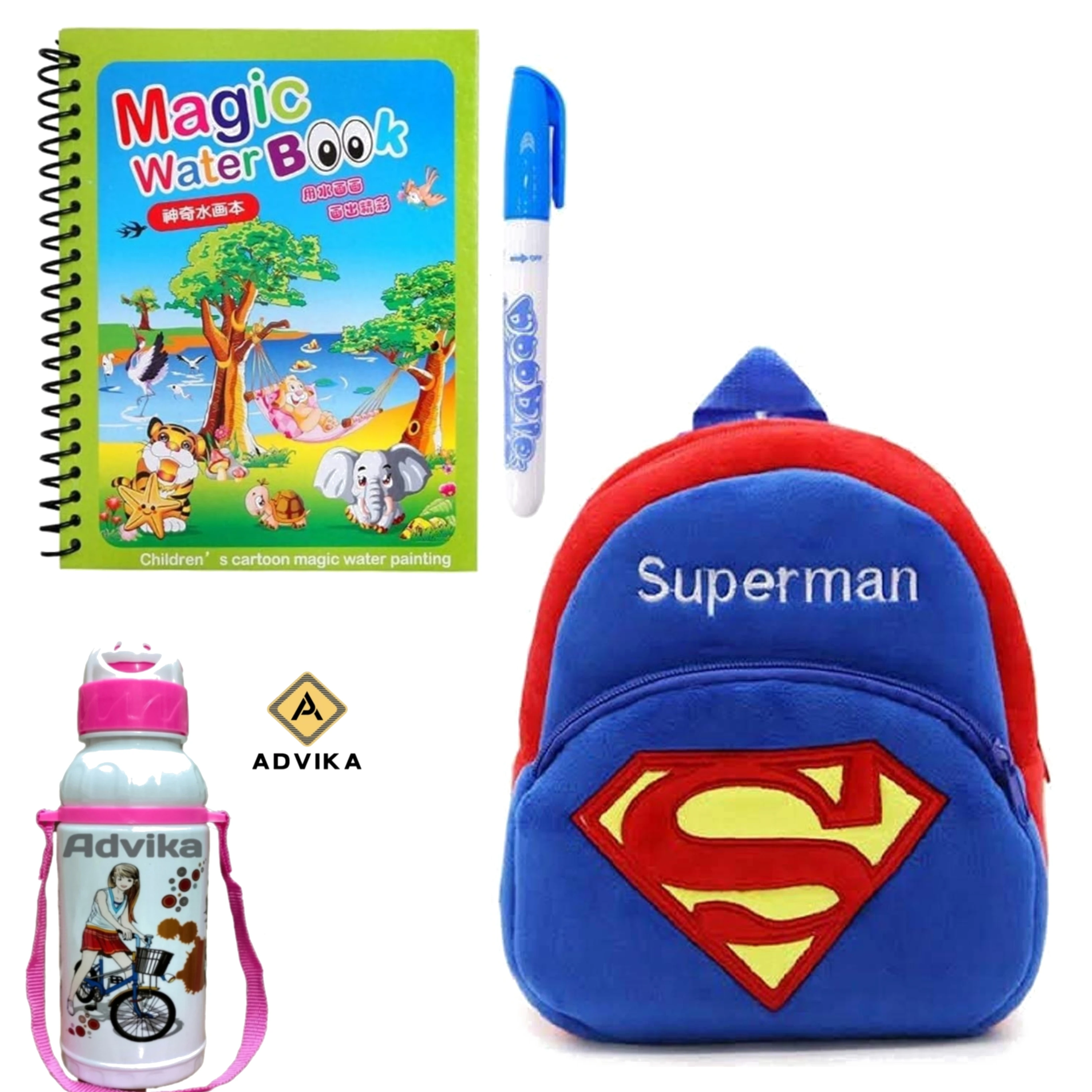 Superman magic book bottle KIDS BAG, Magic Book for Kids | Magic Book for Children | Educational Learning Book| Ages 2-5 Years | Multicolor Brand: Generic