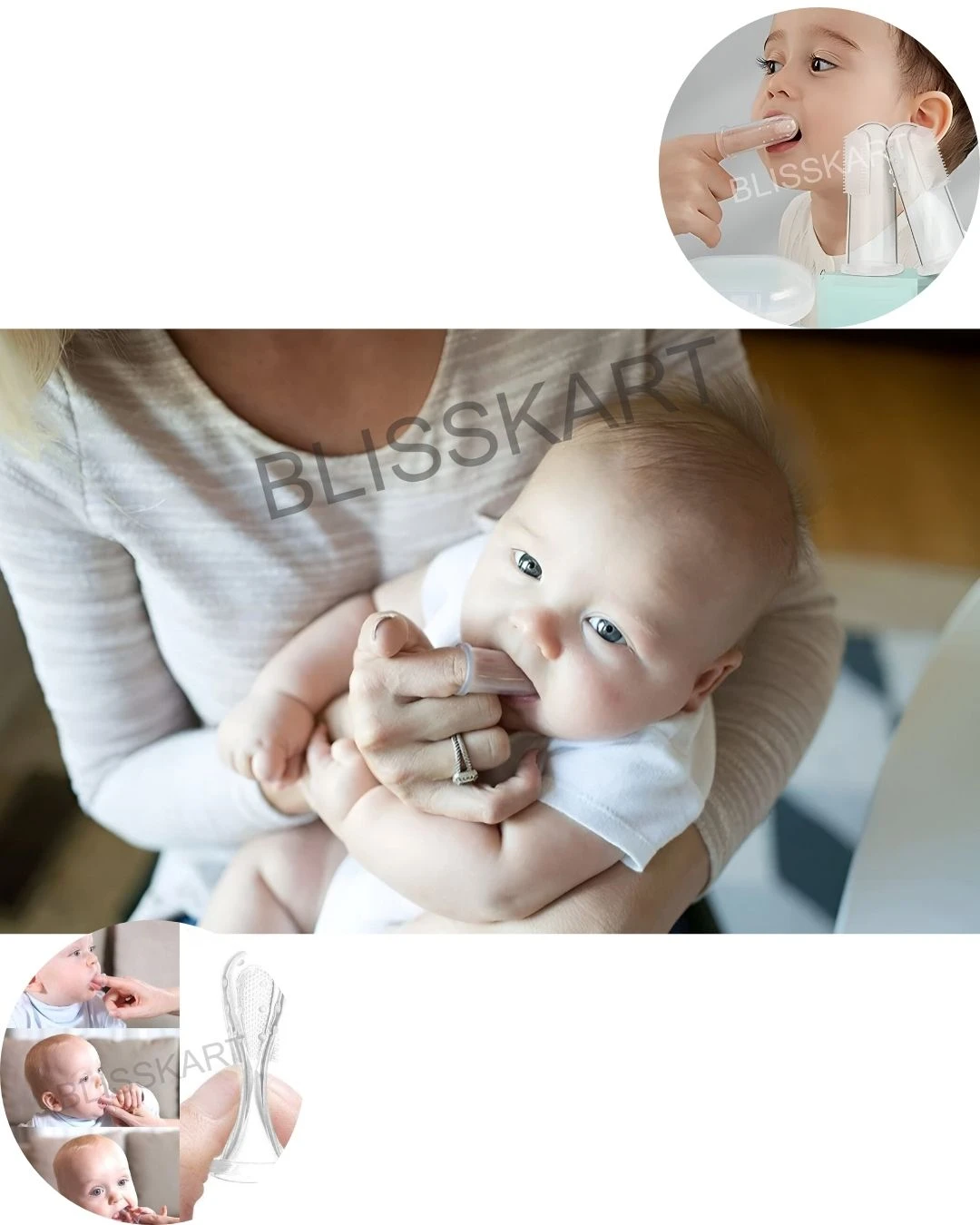 BlissKart Baby Silicone Toothbrush,baby tongue cleaner,Transparent Silicone Finger Brush for Baby Teething,Best silicone baby finger brush,bacho ka toothbrush, Gentle & Effective Oral Care for Your Little One PACK OF 1(with case cover )