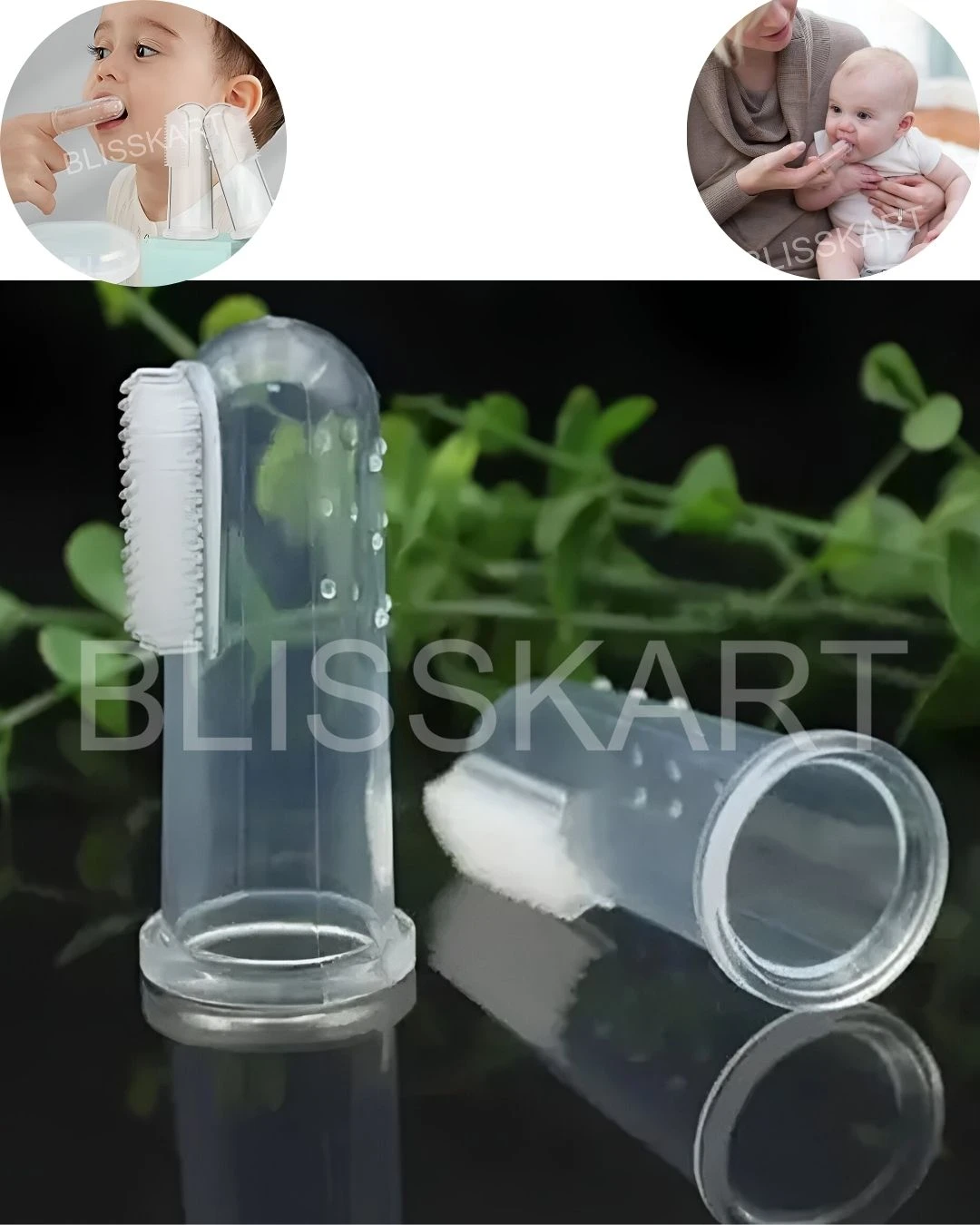 BlissKart Baby Silicone Toothbrush,baby tongue cleaner,Transparent Silicone Finger Brush for Baby Teething,Best silicone baby finger brush,bacho ka toothbrush, Gentle & Effective Oral Care for Your Little One PACK OF 1(with case cover )