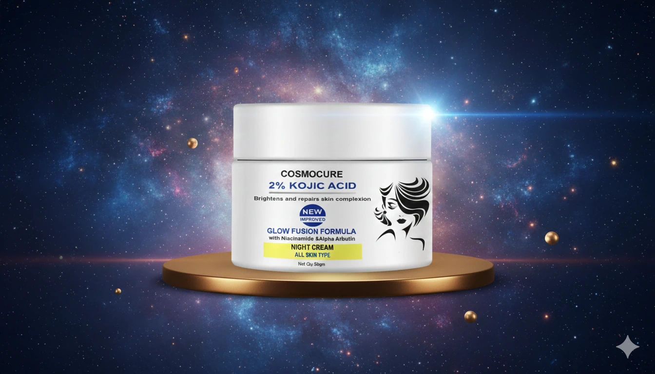 Cosmocure 2% Kojic Acid Glow Night Cream with Niacinamide & Alpha Arbutin for Skin Brightening (50ml) | Face Cream I Night Cream I Kojic Acid Brightening Cream I Glowing Skin | Jar