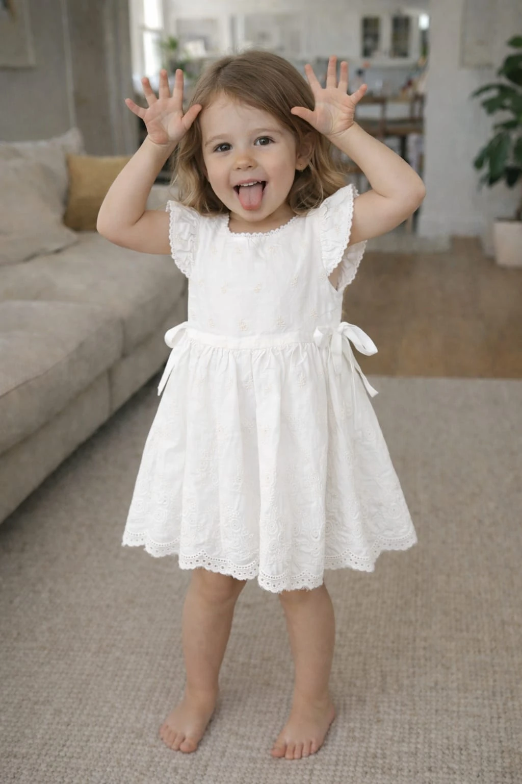 Girls White Cotton Lace Dress | Cute Casual Party Wear Frock