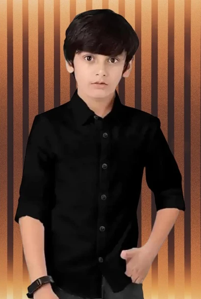 Men’s  BLACK Formal Shirt with Black Buttons | Classic Collared Full Sleeve Casual & Office Wear Shirt