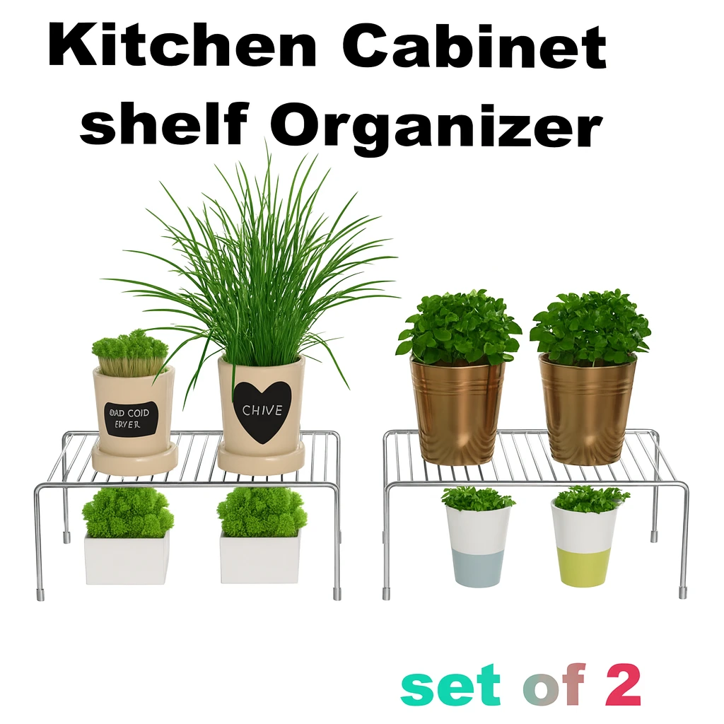 Stainless Steel Kitchen Dish Rack Set of 2 | Expandable Storage Shelves for Cabinets & Countertops | Multipurpose Kitchen Organizer,silver