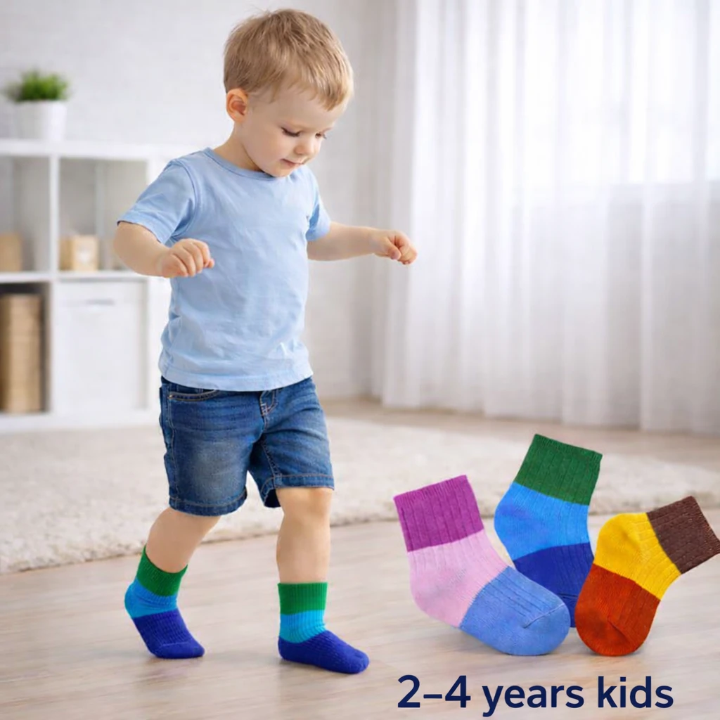 Baby Cotton Socks Pack of 3 | Toddler Kids Socks for 2–4 Years (24–48 Months) | Soft Breathable Lightweight Summer All Weather Infant Ankle Socks | Colorful Multicolor Stretchable Anti-Slip Comfortable Daily Wear | Boys Girls Unisex