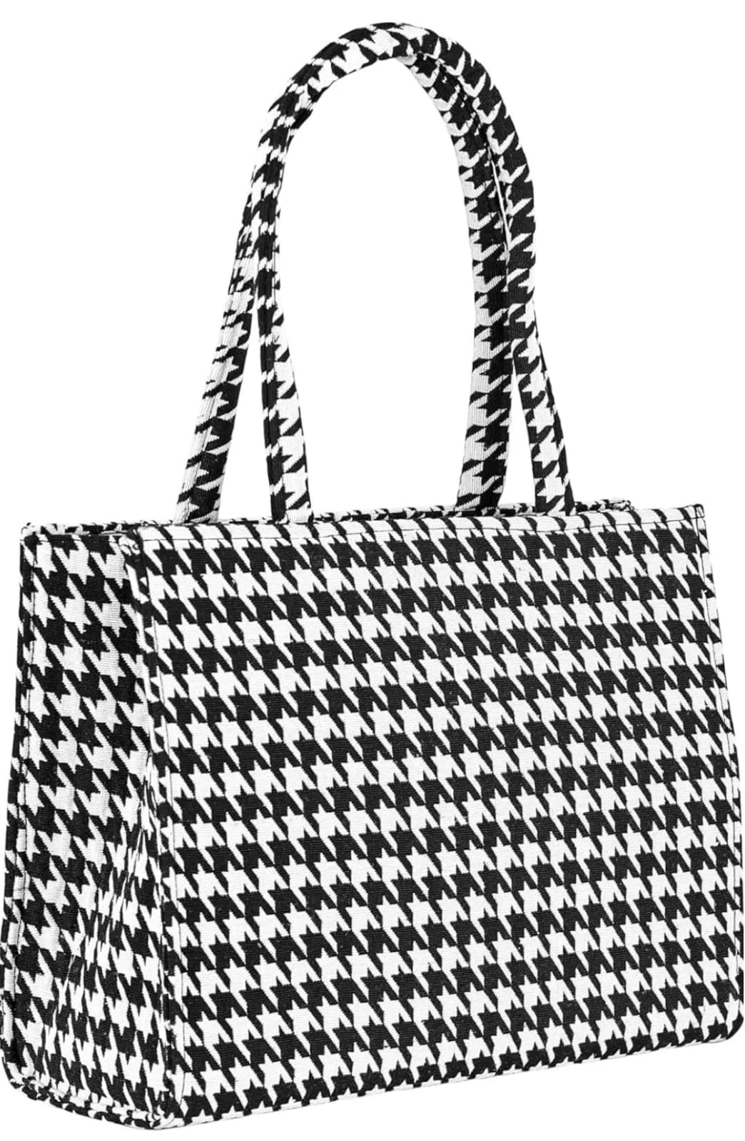 Stylish Black & White Printed Fabric Tote Handbag for Women – Daily & Office Use