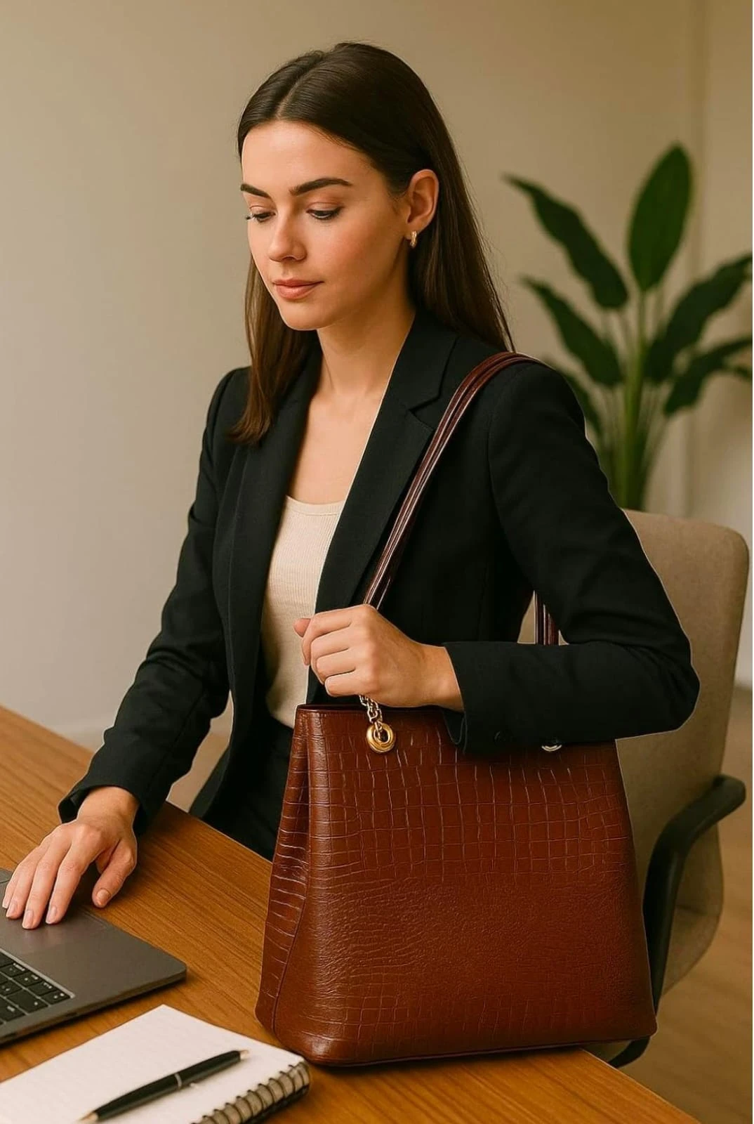 Premium Croco Pattern Women Handbag | Stylish Shoulder Tote Bag for Office, College & Daily Use