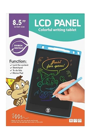 LCD Writing Tablet for Kids 8.5 Inch | Colorful Screen Drawing & Doodle Board | Eco-Friendly Erasable Sketch Pad with Lock Function | Home, School & Travel Use