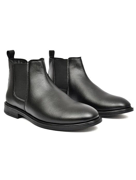 Men’s Chelsea Boots | Premium Leather Slip-On Ankle Boots for Men | Classic Elastic Side Boots with Cushioned Insole & Durable Sole | Formal & Casual Wear