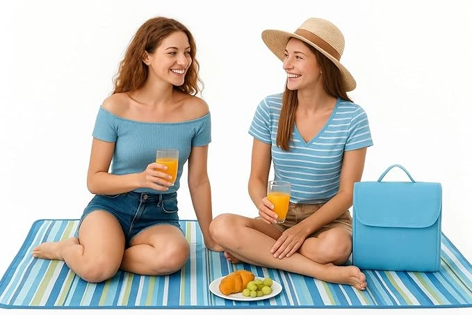 Portable Picnic Mat with Carry Handle | Waterproof Foldable Outdoor Blanket for Beach, Camping, Travel & Park | Large Lightweight Picnic Sheet for Family & Couples