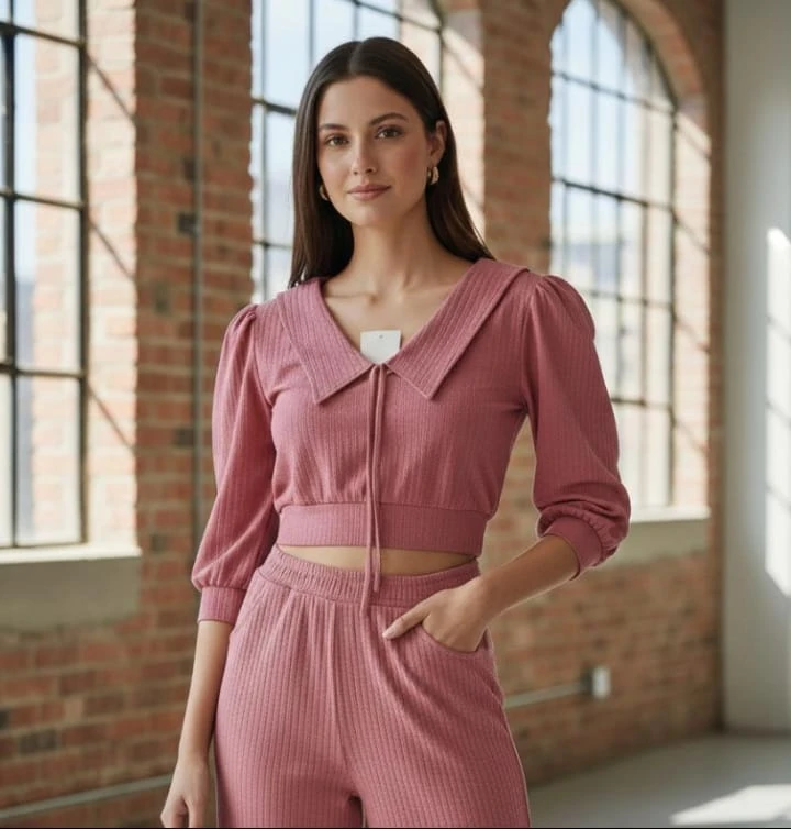 Mauve Ribbed co-ord set (Peach)