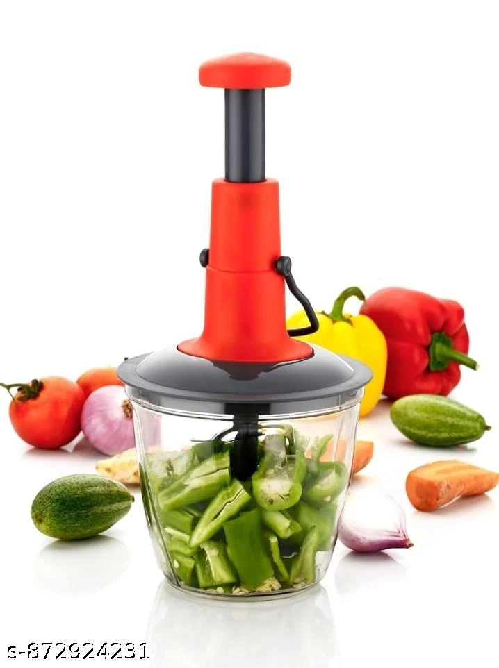 Manual Push Vegetable Chopper | Multi-Purpose Kitchen Food Cutter | Stainless Steel 6 Blade Hand Press Chopper for Onion, Garlic, Fruits & Vegetables