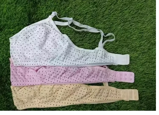 Byoubra® Women cotton Dot- Dot Non padded Non-Wired Regular bra pack of 3