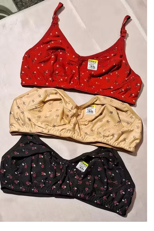 BYOUBRA NEW RARE Printed Bra-Black ,Red & SKIN (pack of-3)