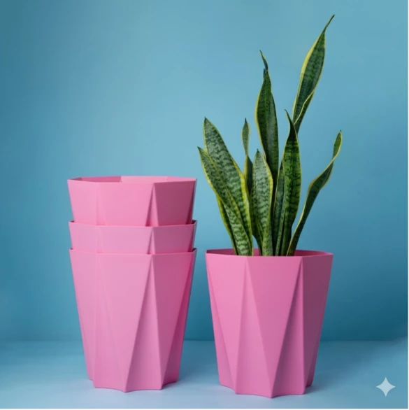 SKARVA 10 Inch Star Flower Pot for Home, Indoor & Outdoor Gamla Plant Container Plant Container Pink Set of 5