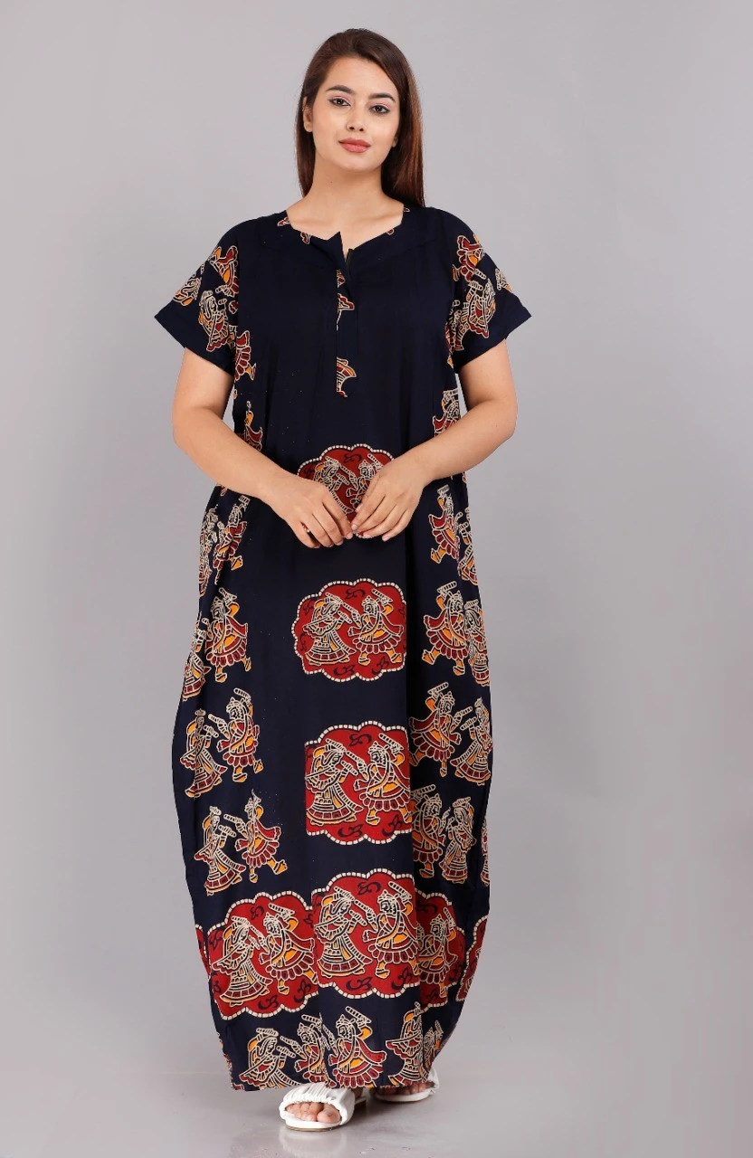 Women's Printed Gujri Printed Night Gown / Maxi