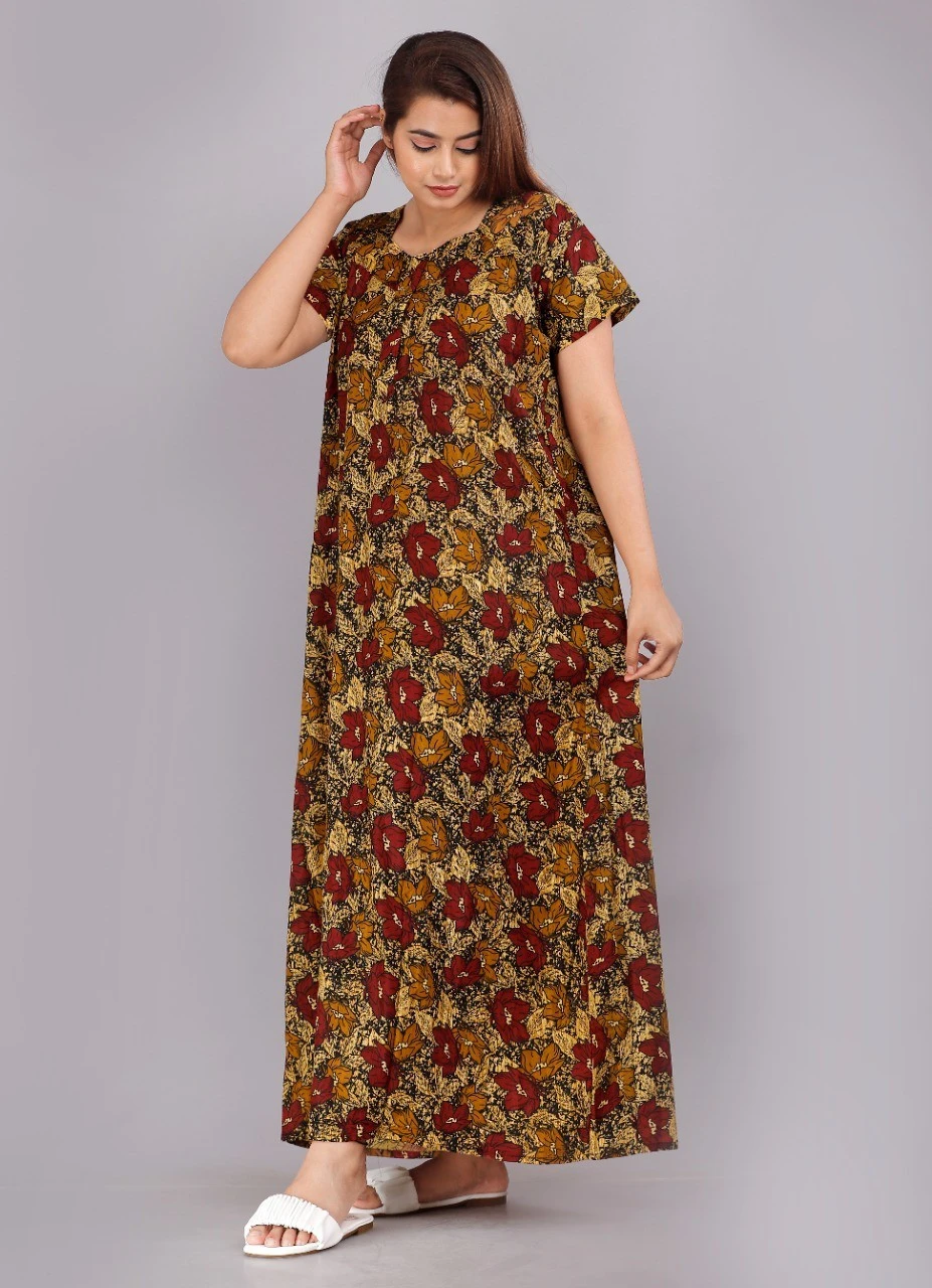 Women's Floral Printed Cotton Night Gown