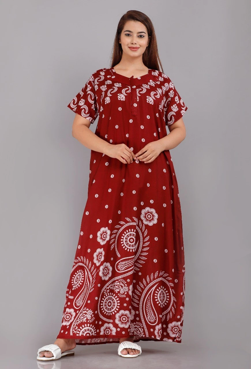 Women's Floral Printed Cotton Night Gown