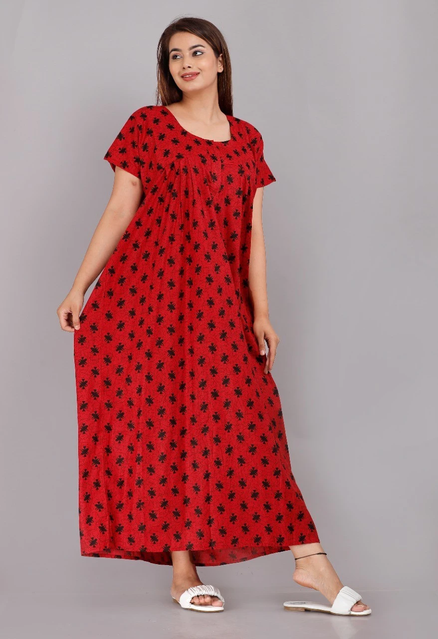 Women's Floral Printed Cotton Night Gown