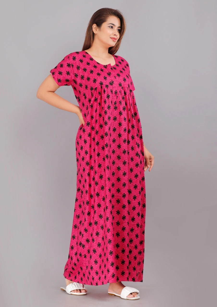 Women's Floral Printed Cotton Night Gown