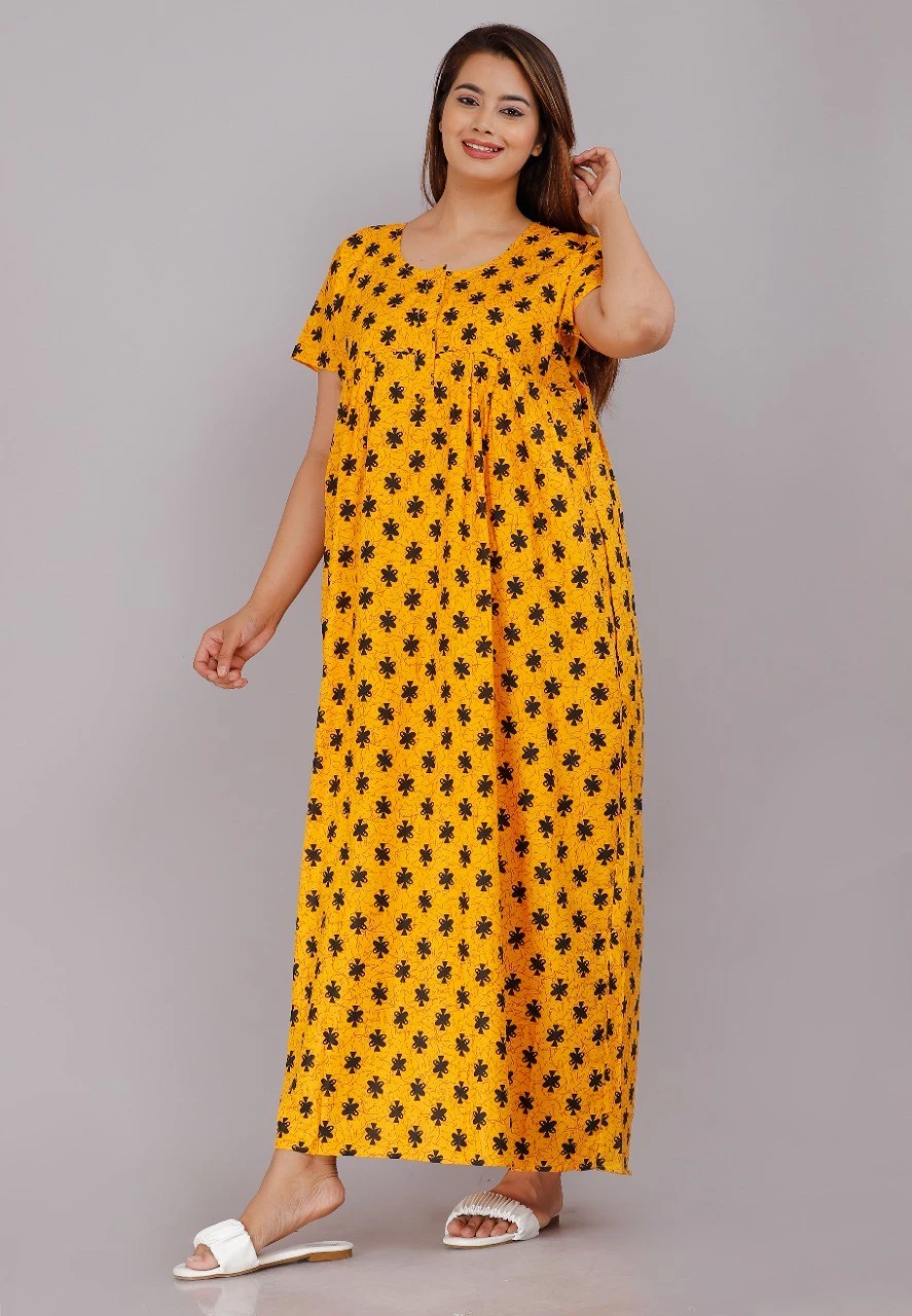 Women's Floral Printed Cotton Night Gown/Maxi