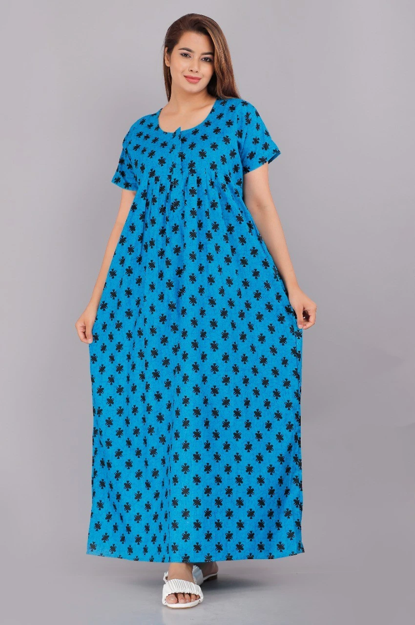 Women's Floral Printed Cotton Night Gown/Maxi
