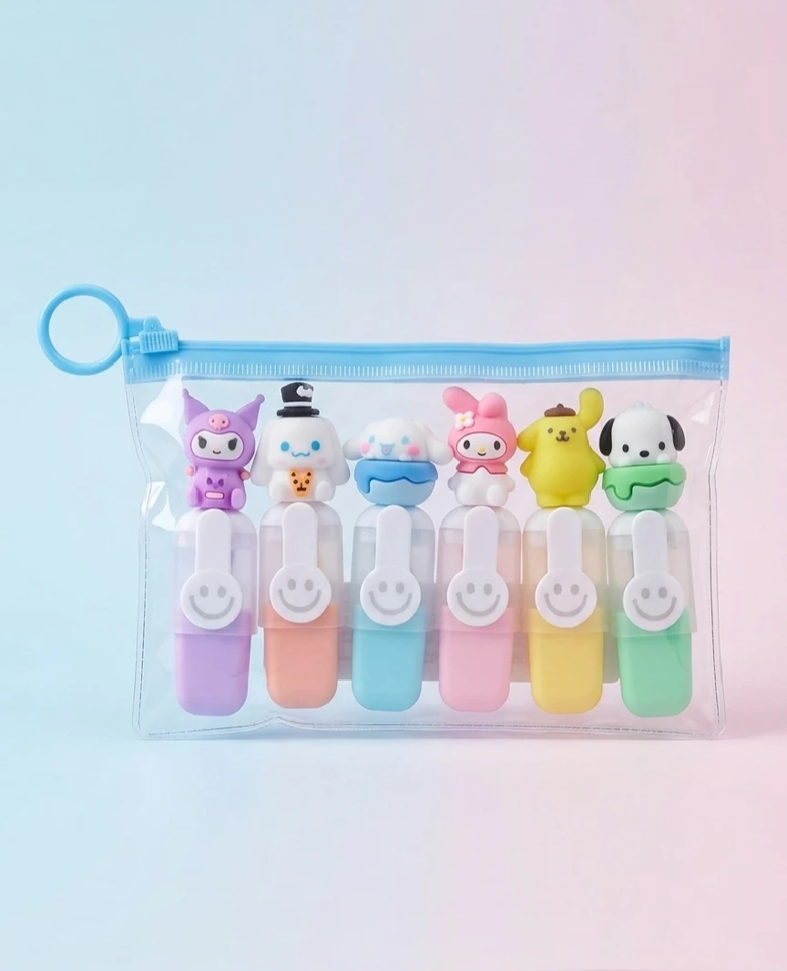 6-Pack Pastel Mini Character Highlighters
