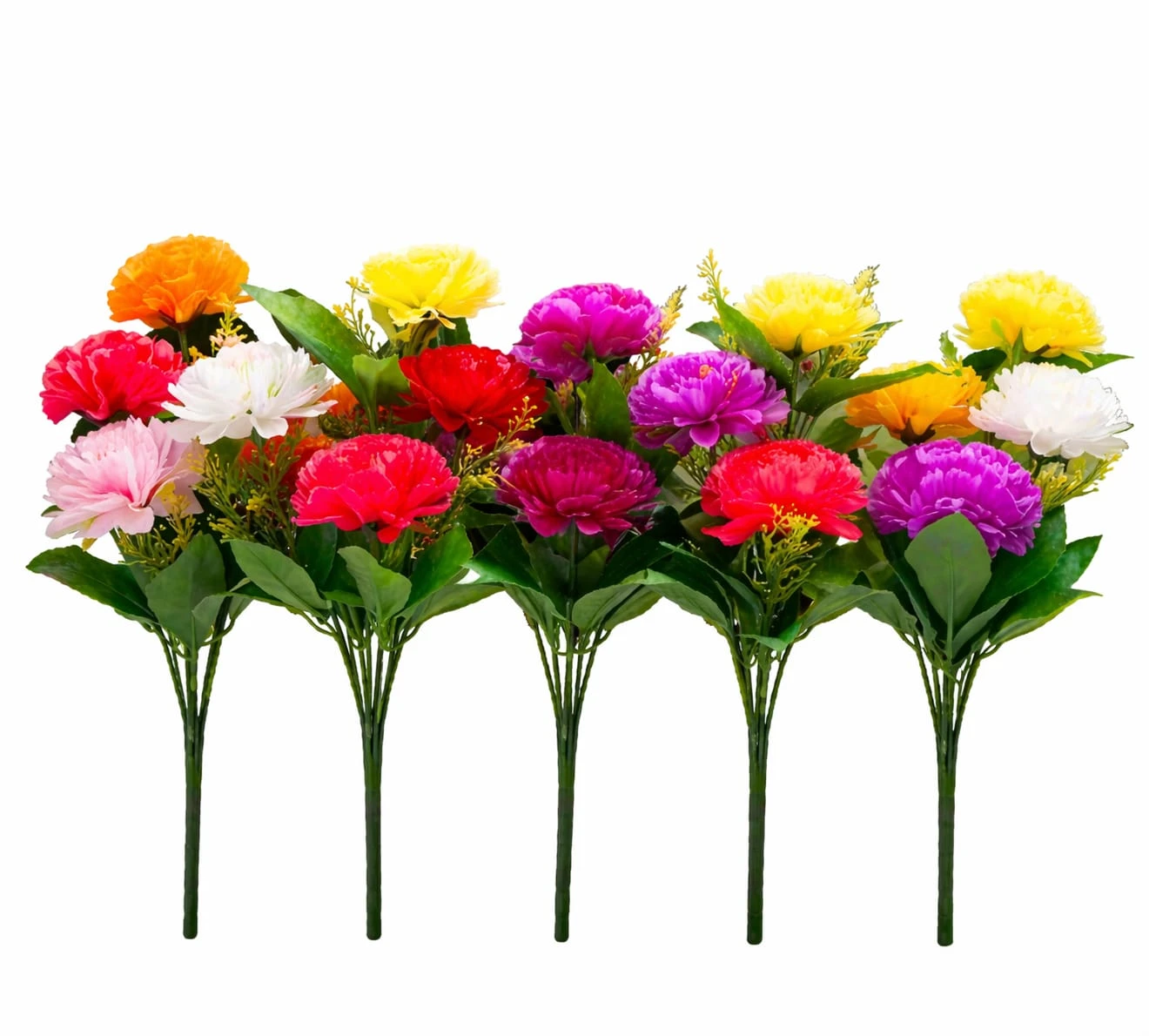 Artificial Flower Bunch Pack of 5 for Home Decor | Plastic Fake Flowers Multicolor Bouquet | Decorative Flowers for Vase, Office & Living Room