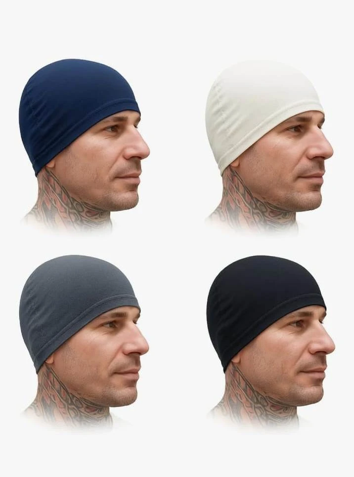 Multi Pieces Skull Caps Helmet Liner Sweat Wicking Cap Running Hats Cycling Skull Caps for Men Women Lightweight Beanie Sleep Hats Breathable Helmet Liner