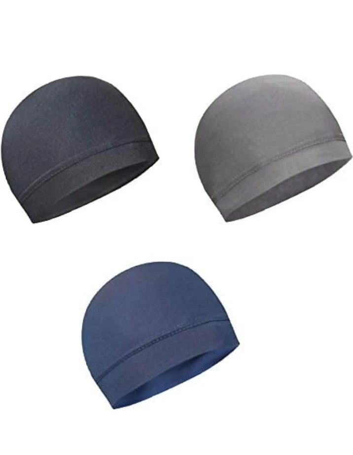 Multi Pieces Skull Caps Helmet Liner Sweat Wicking Cap Running Hats Cycling Skull Caps for Men Women Lightweight Beanie Sleep Hats Breathable Helmet Liner