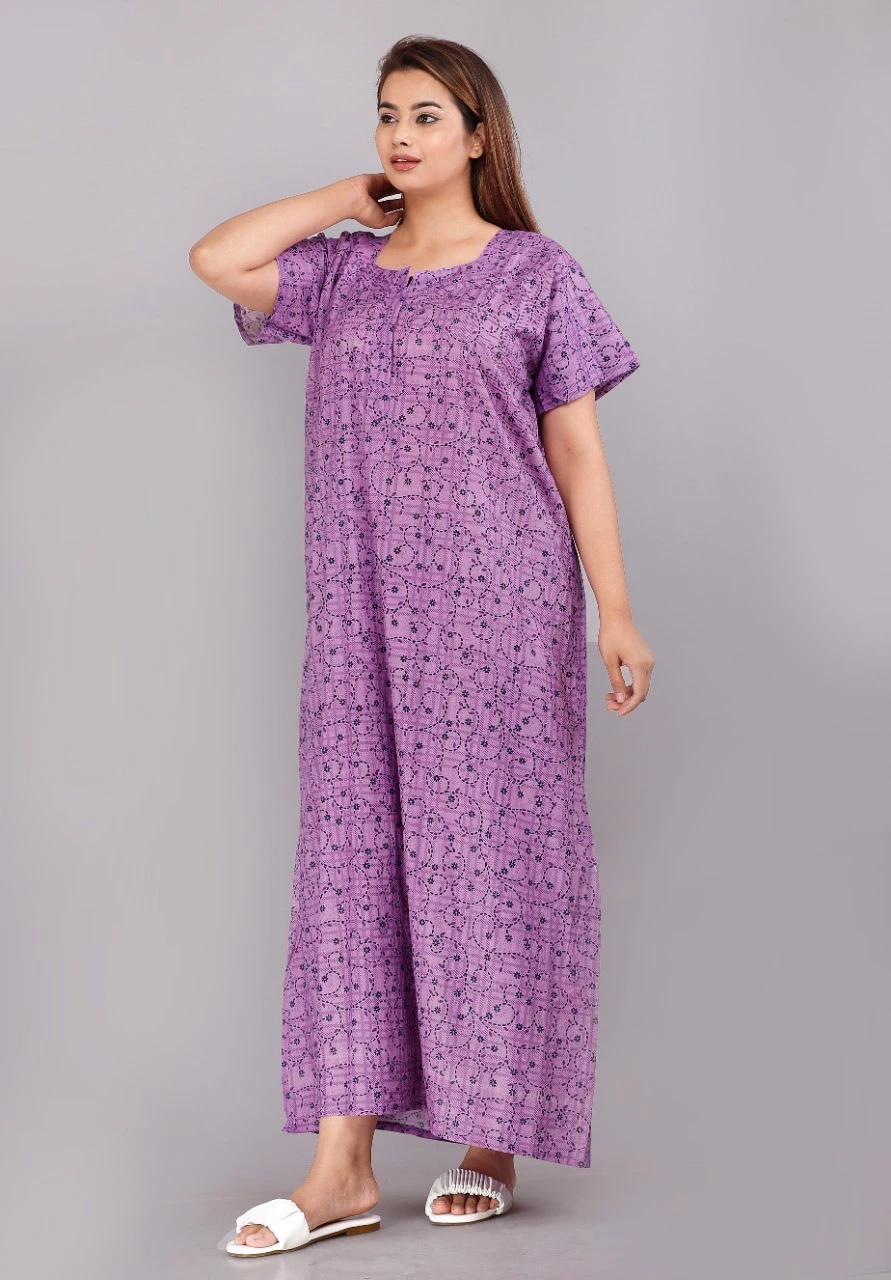 Women's Floral Printed Cotton Night Gown/Maxi