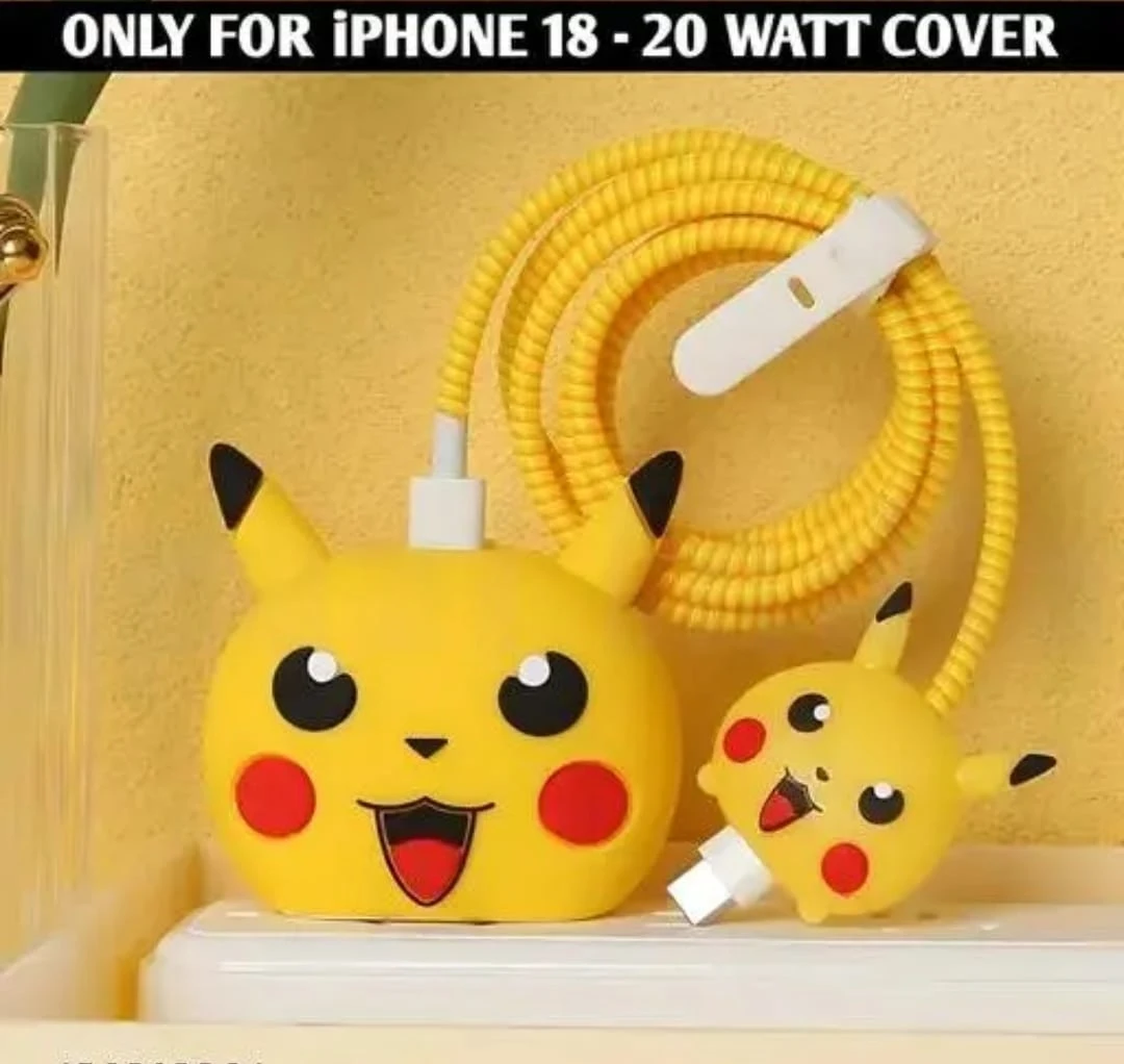 3D cartoon silicone charger cover for 18w/20w! Cute for I-phone adapter! Mobile charger protective with USB-C Cable protector.