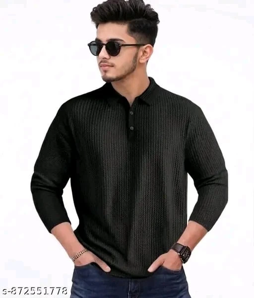 Men's Casual Zipper Collar Ribbed Cotton Blend Pullover