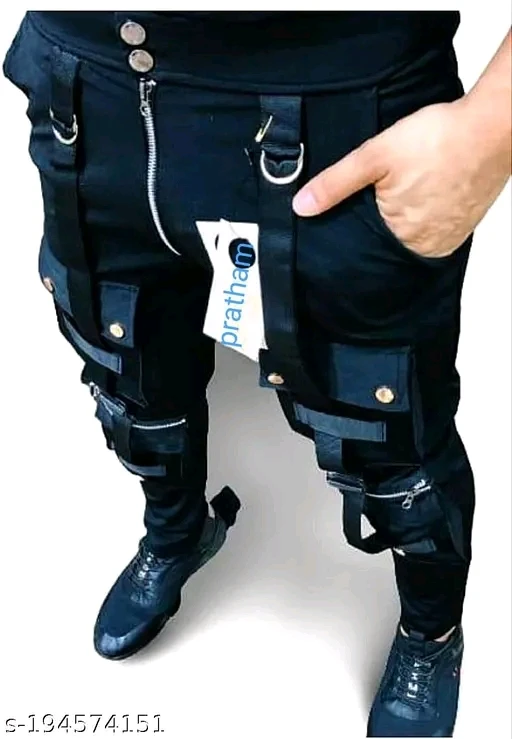 Stylish Black Cargo Pants for Men - Premium Casual Wear by Pratham