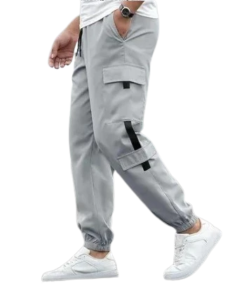 Men's Trendy Grey Cargo Joggers | Stylish Slim-Fit Track Pants