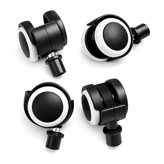 Castersman 24 mm Heavy Symphony Cooler Wheels, Black & White, 24mm Pillar Size, Pack of 4 Pieces