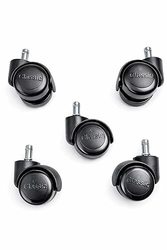 Castersman 2 Inch Office Chair Wheels 50 mm KP Heavy Duty Replacement, Mute Rubber Rotating Desk Chair Caster Wheels (Black) pack of 5 piece