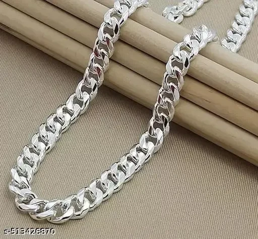 Sterling Silver Curb Chain Necklace for Men, Polished Stainless Steel, Anniversary Gift