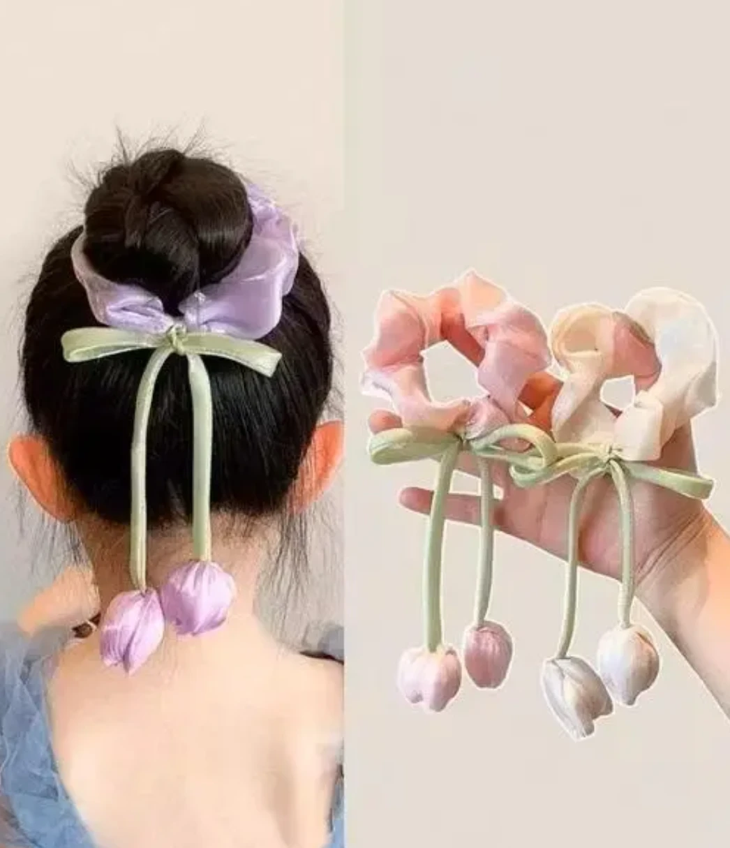 Satin fabric scrunchies