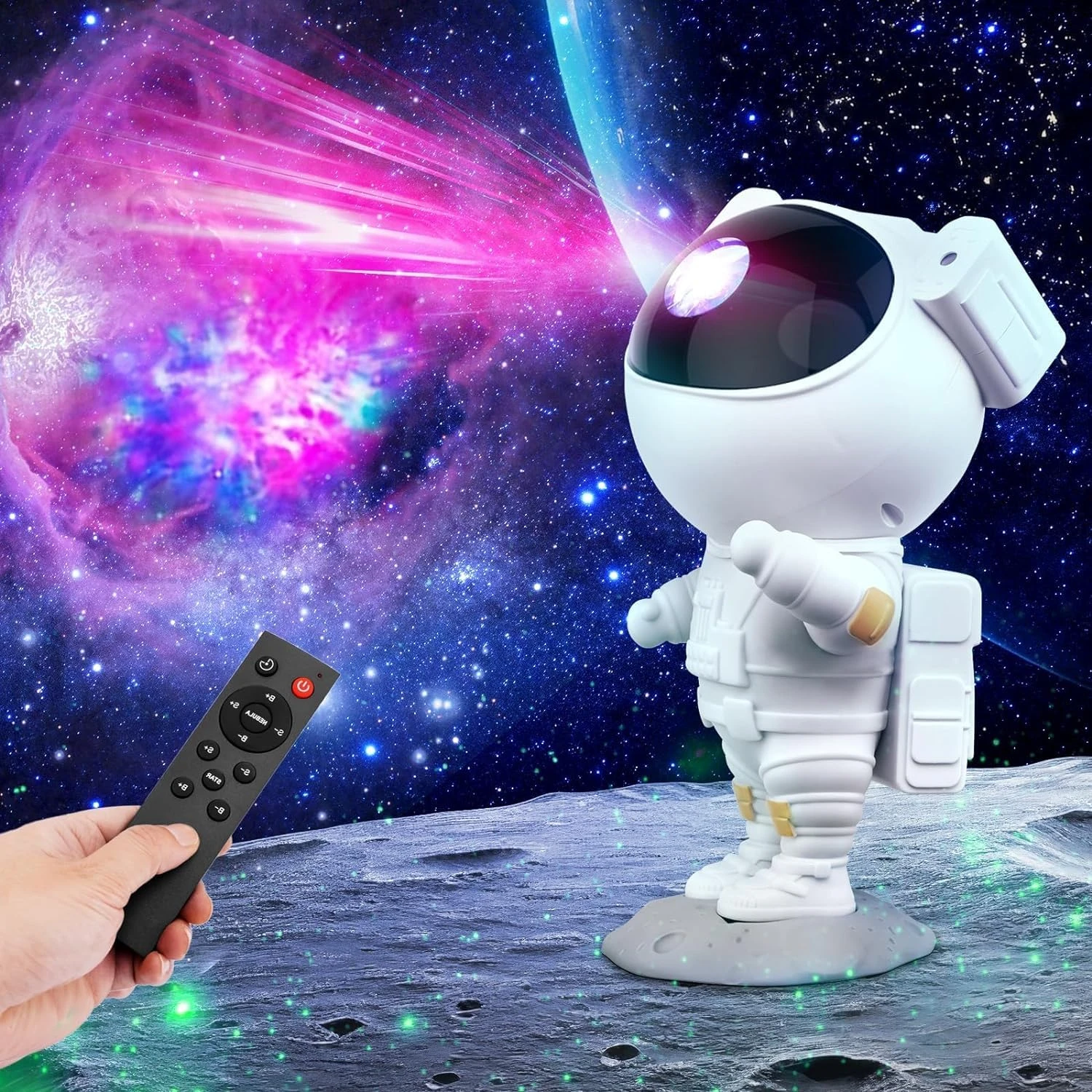 DesiMart Astronaut Galaxy Projector Night Light – 360° Rotating Nebula Star Projector with Remote Control, Timer & Adjustable Head – Space Lamp for Kids’ Bedroom, Gifts, Gaming Room, Home & Décor