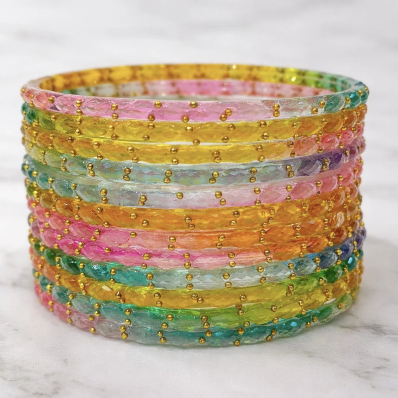 Multicolour Radiance Glass Bangle Set 2.6