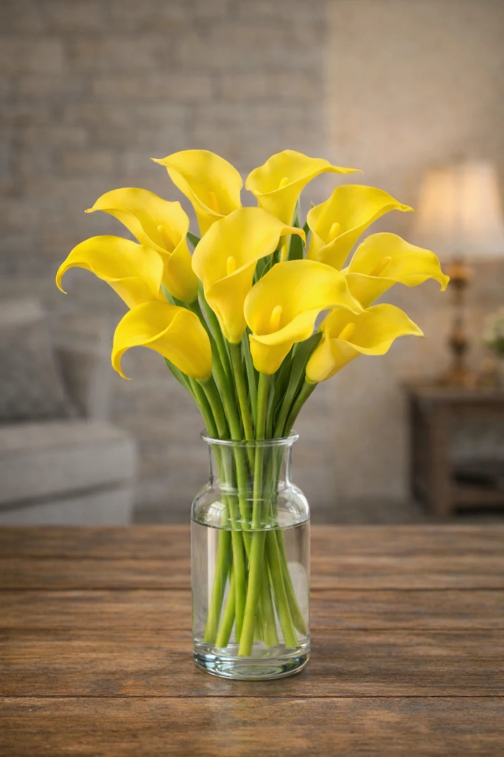 5 Pcs Artificial Yellow Mini Calla Lily Stems – Realistic Touch Decor (Flowers Only)