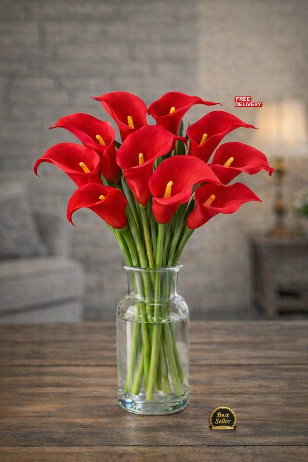 5 Pcs Artificial Red Mini Calla Lily Stems – Realistic Touch Decor (Flowers Only)